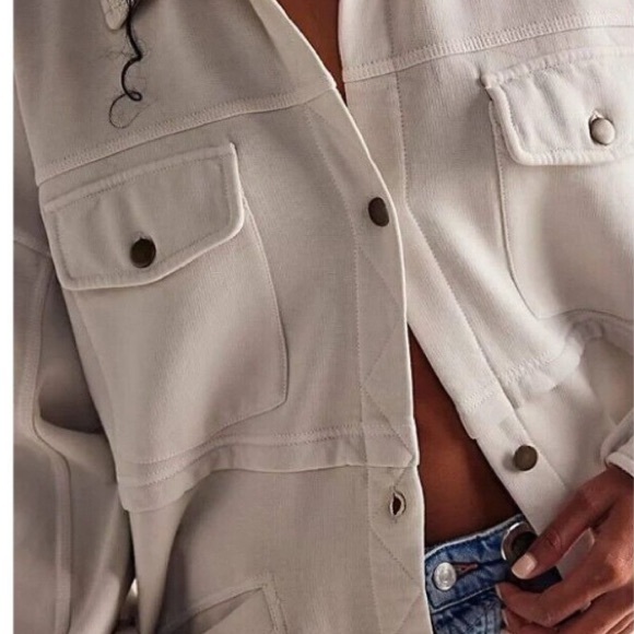 Free People We The Free Dawson Chore Jacket Nimbus Cloud Size Medium - Picture 3 of 10